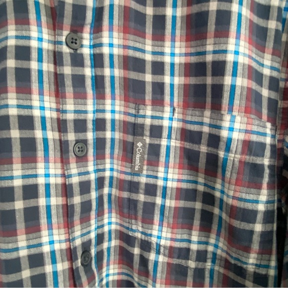 Columbia Large Men’s Long Sleeve Button Down Shirt Plaid Gray Blue Red - Picture 4 of 4